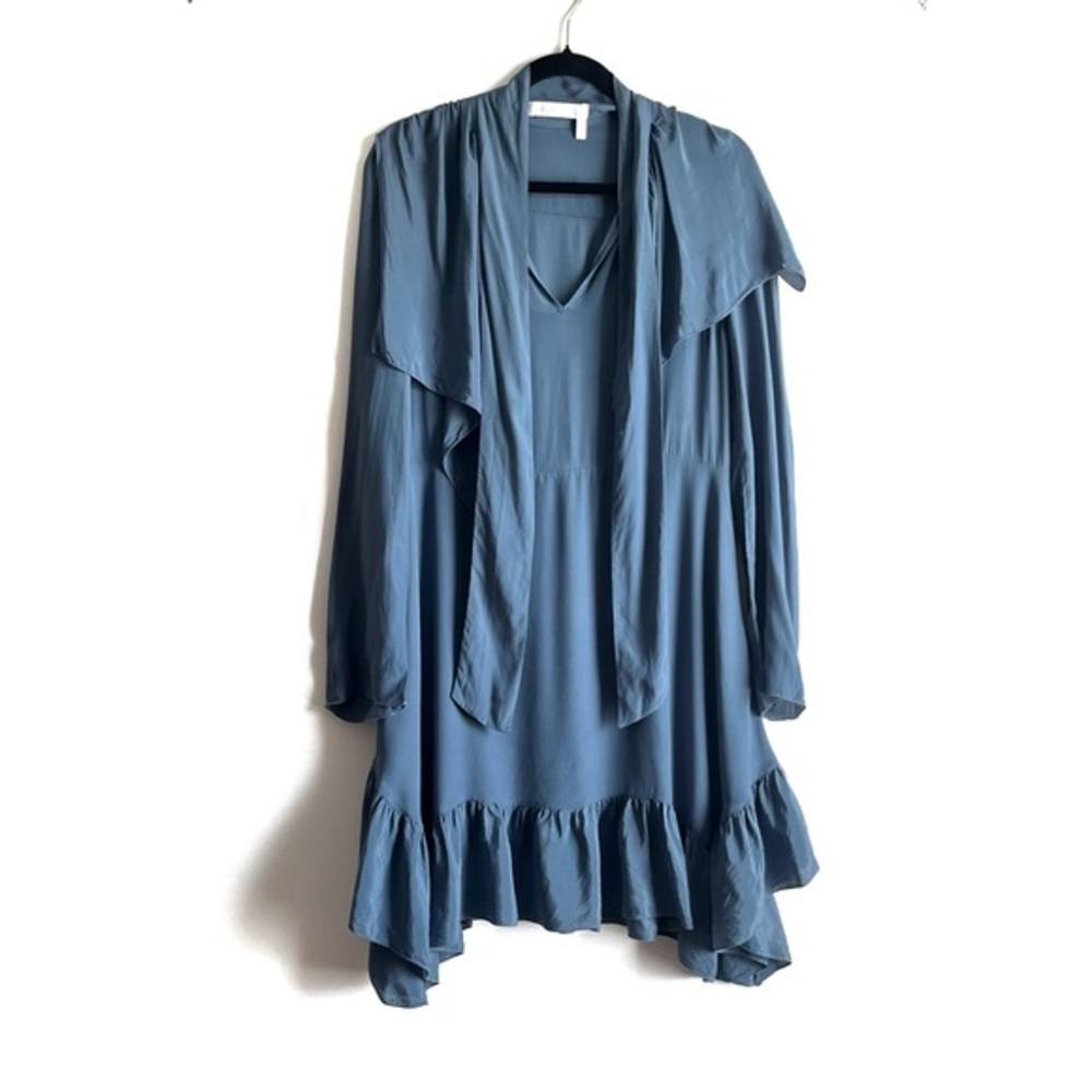 FLAWED See By Chloe Mirage Blue Neck Tie Dress Size 36